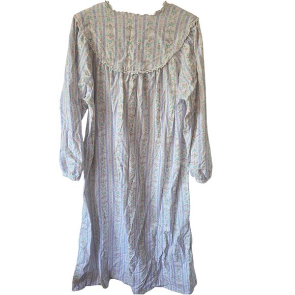 Lanz Of Salzburg Med Nightgown Dress Cotton Flannel Cottage Core Heart Button - Picture 3 of 9